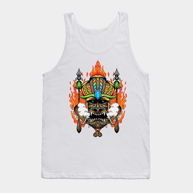 Tiki Mask Illustration 04 Tank Top by Harrisaputra